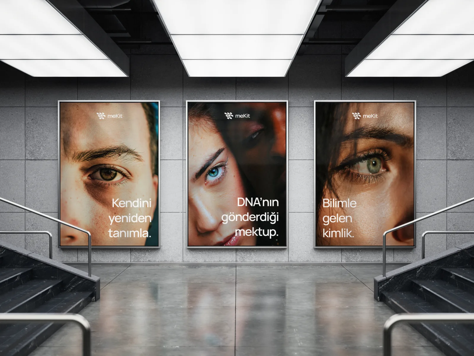 meKit campaign posters in a metro station